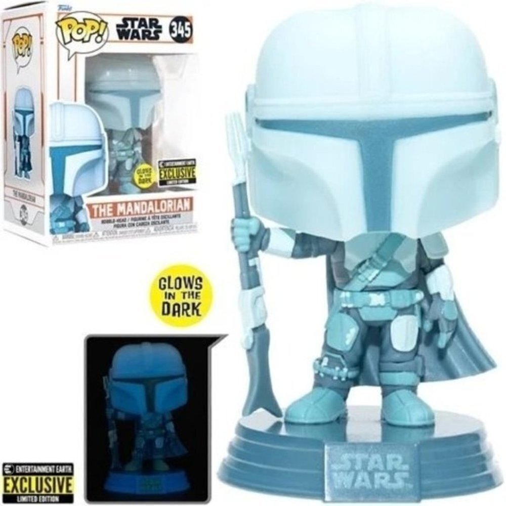 Funko Star Wars: The Mandalorian Hologram Glow-in-the-Dark Pop! Vinyl Fi…